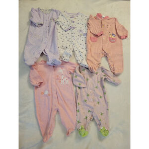 Baby Girl Sleep and Play Bundle 3M Carter’s Little Me 5pc Sleeper Lot